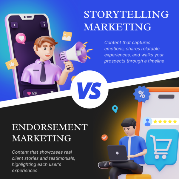 Storytelling Marketing vs Endorsement Marketing Comparison Infographic