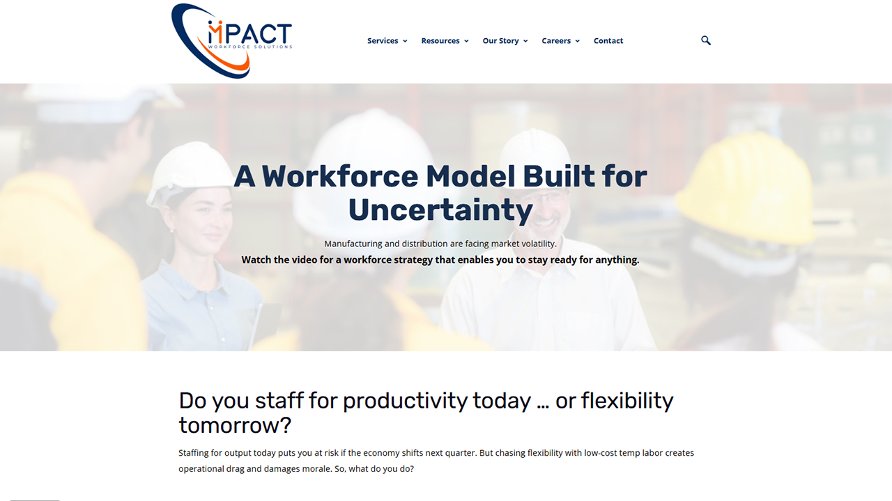 landing page preview - impact workforce solutions