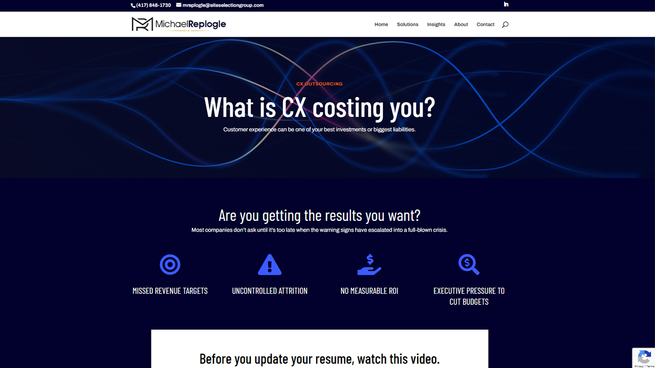 landing page preview -michael replogle